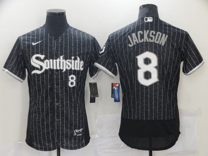 Men Chicago White Sox 8 Jackson City Edition Black Elite Nike 2021 MLB Jerseys